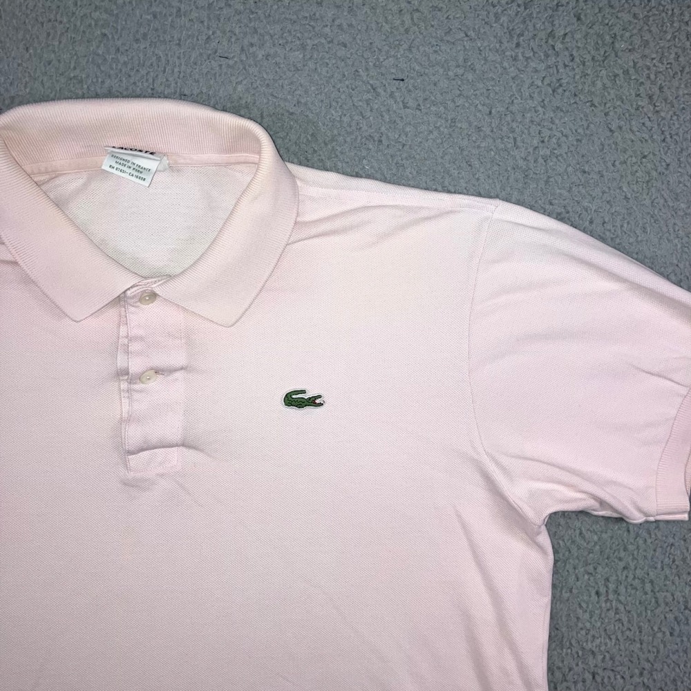 Lacoste Polo Shirt‎ Men 6 XL Pink S/S Cotton Pique Logo Pastel Tennis Golf Flaw
